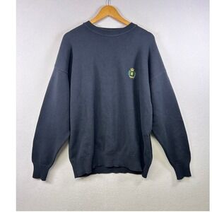 Vintage English Sports Shop Bermuda Crest Knit Sweater Mens XXL‎ Gray Cotton